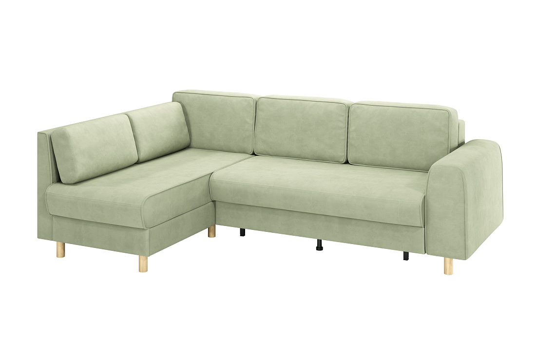 Шелдон / Диван - кровать угловой букле Лайк светло-оливковый 690